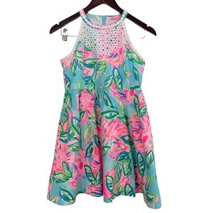 Lilly Pulitzer Girl's Kinley Floral Cotton Poplin Fit-&-Flare Dress Kids 14